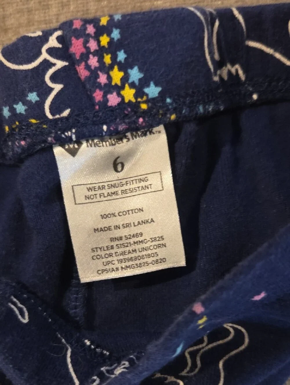 Children's Navy Unicorn Rainbow Pajama Set with Pink Accents